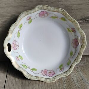 Antique Nippon Hand Painted Bowl Porcelain China Floral & Gold Accents 6" White